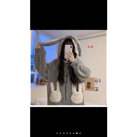 Bộ Ngủ NỮ lông Tai Thỏ Túi Trắng khoá liền💜Lông cừu dày mịn,giữ nhiệt tốt💜bộ thu đông mặc nhà | BigBuy360 - bigbuy360.vn