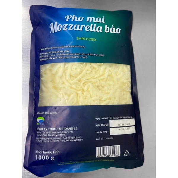 Phô mai bào sợi Mozzarella Kiwi food 1kg- ( Giao hàng Hà Nội)