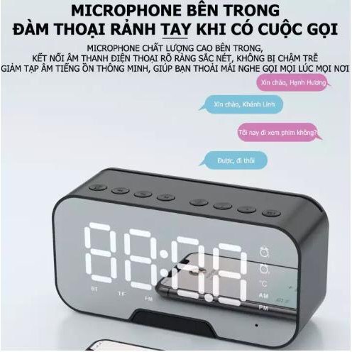 Loa bluetooth AMOI G5 nghe đài FM kiêm đồng hồ báo thức đèn ngủ màn hình soi gương