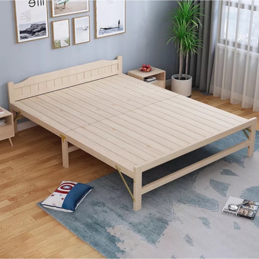 Giường ngủ gỗ thông 80x200cm gấp gọn tiện dụng