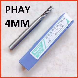 Mũi phay 4mm, 4 me cắt, chất liệu thép gió