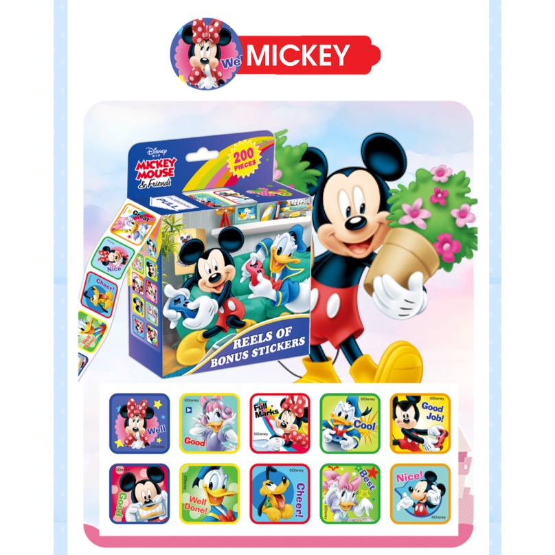 Cuộn 200 sticker hình dán giải trí cho bé trai bé gái nhân vật hoạt hình Cá hề Nemo, Gấu, Công Chúa, Nữ Hoàng Băng Giá