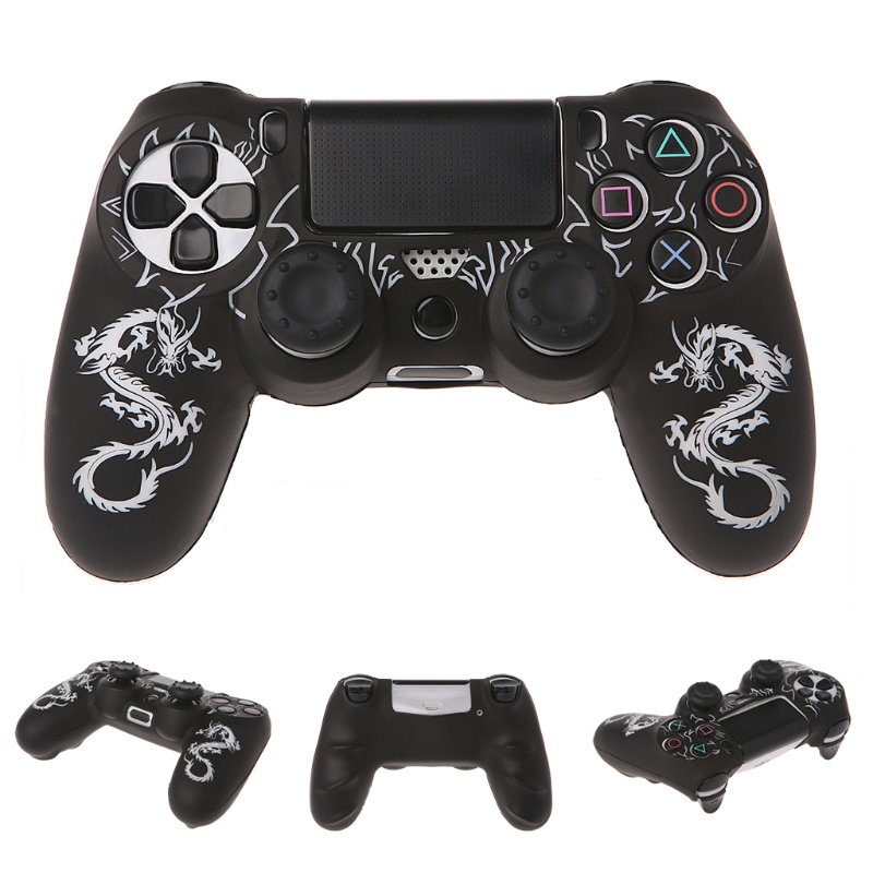 Bộ Vỏ Bọc Silicon Chống Trượt + 2 Nắp Bọc Nút Điều Khiển Cho Tay Cầm Chơi Game PS4