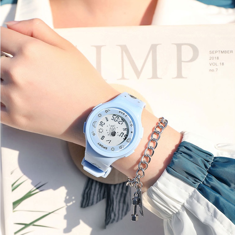 Đồng Hồ Điện Tử HT3 Chống Thấm Nước 5 Màu Dạ Quang Phong Cách Phi Hành Gia Hàn Quốc Dành Cho Học Sinh Nam Nữ