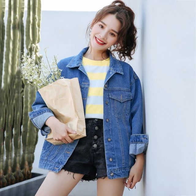 Áo khoác jean Áo bò unisex ulZzang Hàn Quốc size S M L inbox