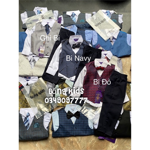 Set Vest Bé Trai Công Tử(sơ mi và nơ trộn)