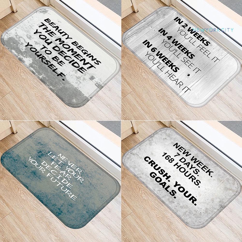 Thảm lót cửa chùi chân Chống Trượt In Câu Tục Ngữ Tiếng Anh Phong Cách Vintage