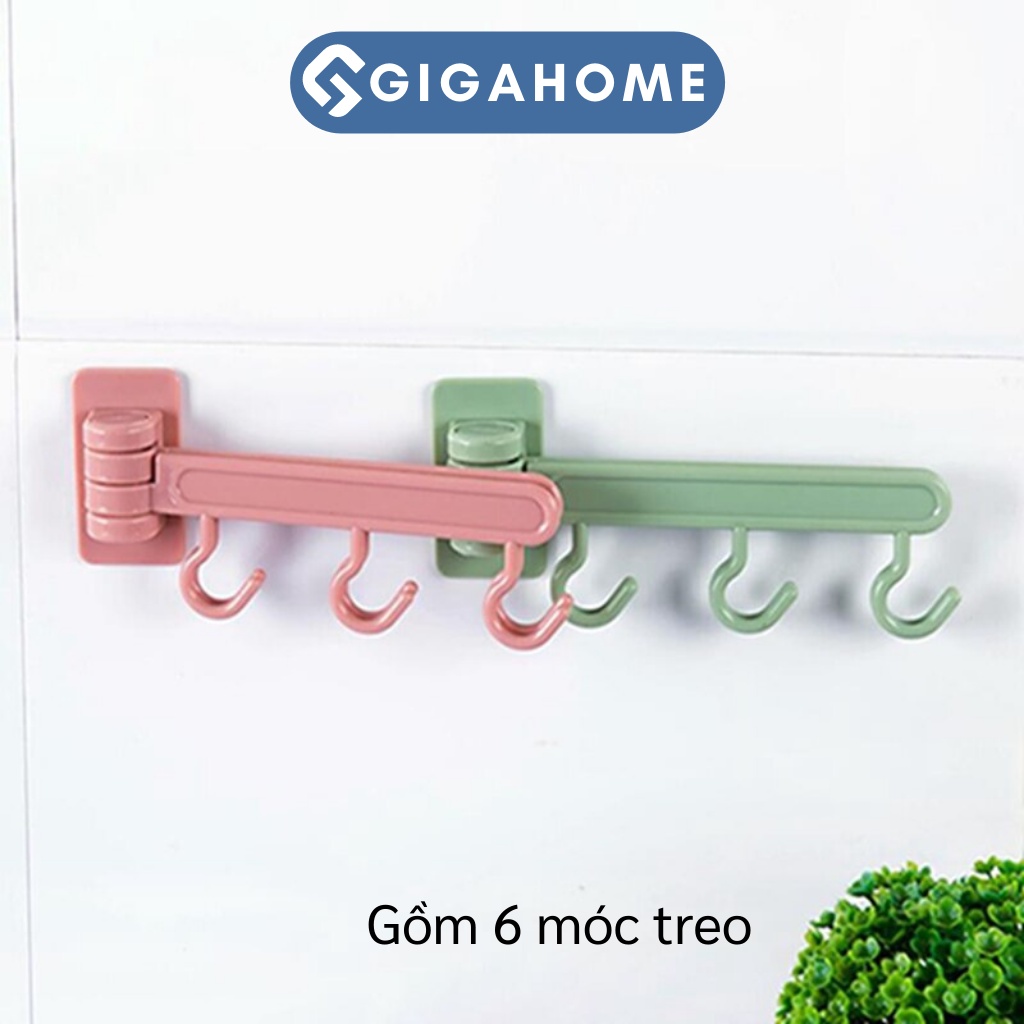 Thanh 6 Móc Treo Đồ Dán Tường GIGAHOME Xoay 180 Độ, Tiện Dụng 9146