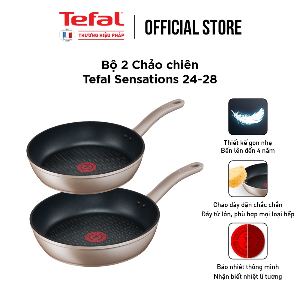 [LIFEMC11BPC -8% đơn 350K] Combo Tefal Sensations Chảo chiên 24cm &amp; Chảo chiên 28cm