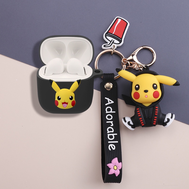Vỏ Bảo Vệ Hộp Sạc Tai Nghe Bluetooth Baseus E8 Bằng Silicon Mềm Hình Gấu Kaws/Phi Hành Gia/Pikachu Đeo Mặt Dây Chuyền