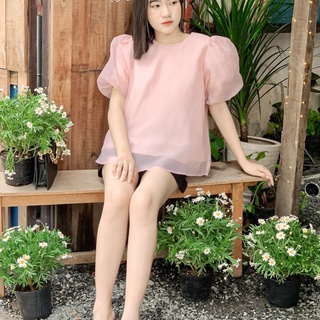 Áo TRẮNG babydoll nữ tay phồng tiểu thư áo tay phồng voan đi chơi