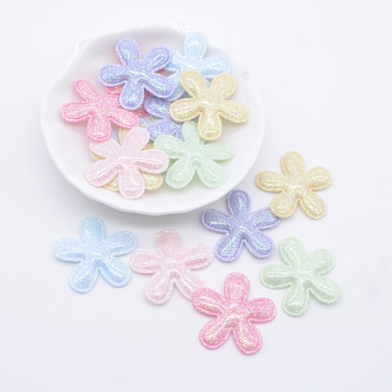 Set 50 Miếng Da PU 28mm Hình Hoa Đính Nơ Trang Trí Quần Áo DIY