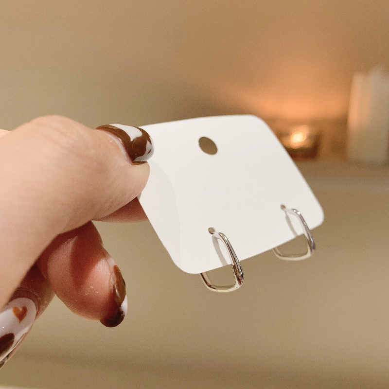 Hoa tai mạ bạc 925 dáng vuông đơn giản phong cách Hàn Quốc thời trang dành cho nữ