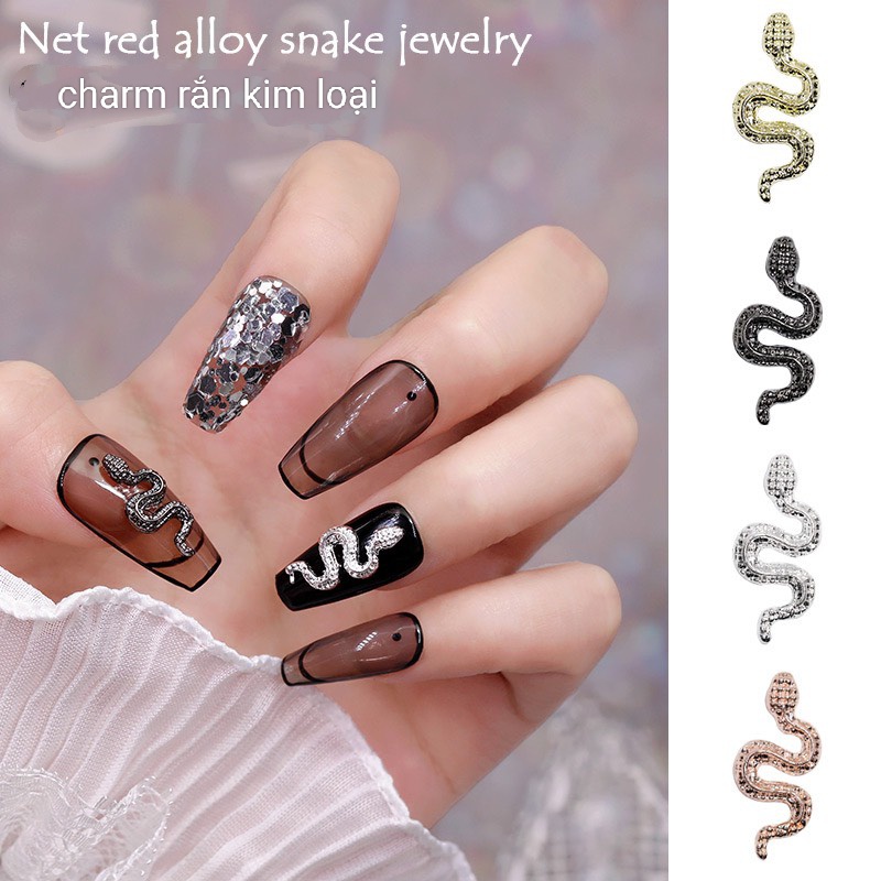 Charm Rắn Kim Loại Trang Trí Móng Siêu Cute Nail