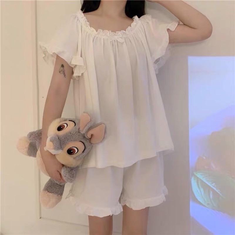 Đồ ngủ tiểu thư đính nơ điệu đà ( SẴN )