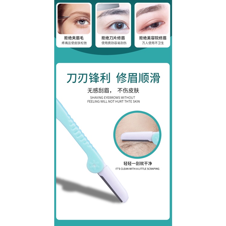 Bộ 2 dao cạo lông mày đa năng bằng thép không gỉ gấp gọn được tiện lợi