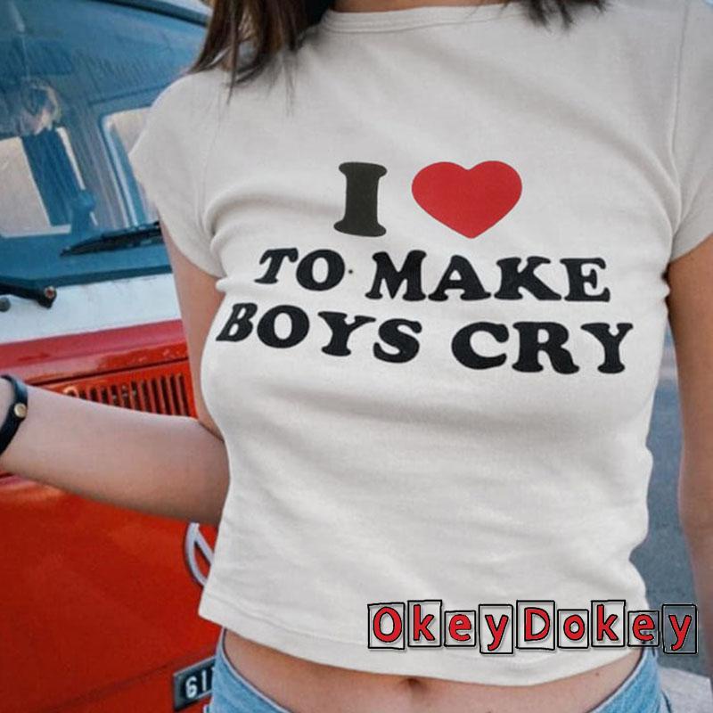 Áo Thun Crop Top Ôm Dáng Cổ Tròn Tay Ngắn In Chữ Cho Nữ