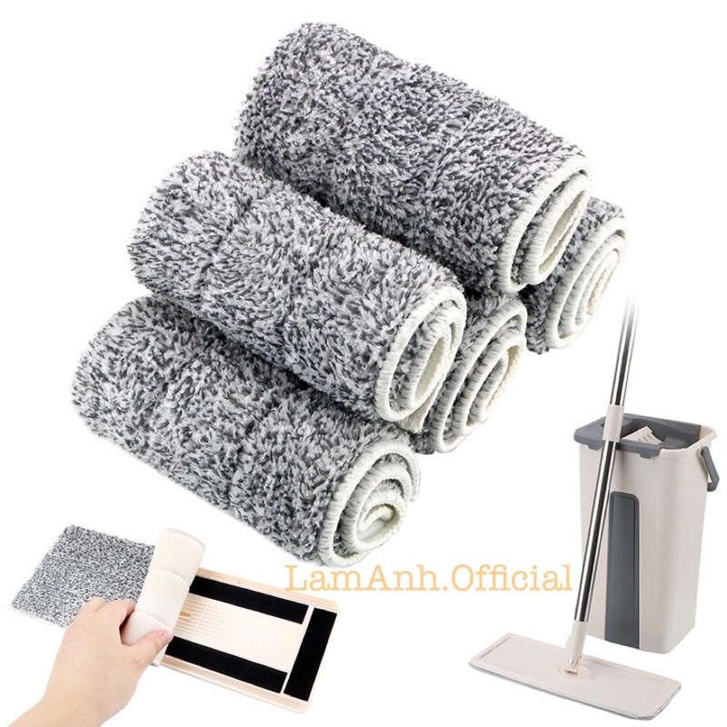Miếng bông lau nhà thay thế bộ lau nhà 2 thùng vuông, hàng cao cấp LOẠI 1 cotton