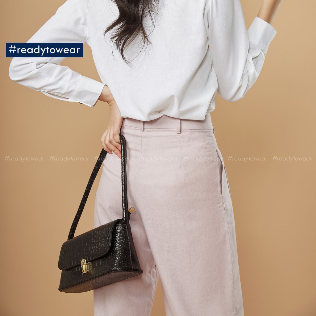 Quần ống suông nữ cạp cao - quần cullotes ống xuông rộng dài lưng cao công sở - linen pants trousers Q01 | BigBuy360 - bigbuy360.vn