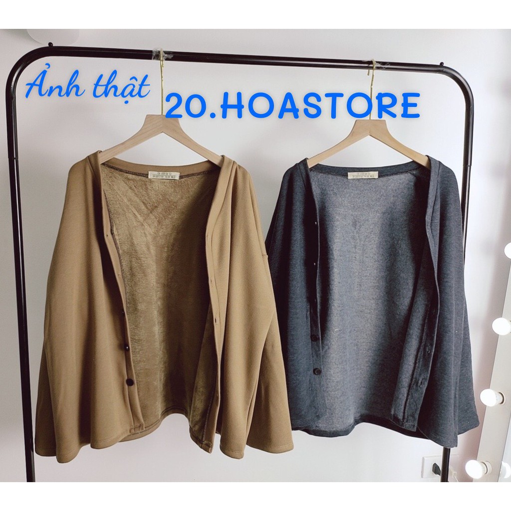ÁO CARDIGAN NỈ LÌ OVERSIZE CỔ V CÚC DỌC XÁM NÂU - ÁO CADIGAN LEN MỎNG 2 MÀU NÂU XÁM | BigBuy360 - bigbuy360.vn