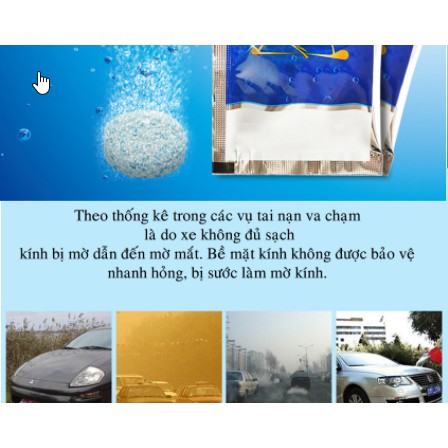 Viên sủi chuyên dụng rửa kính xe ô tô siêu sạch, sáng bóng, không đóng cặn, không mùi, an toàn với da tay