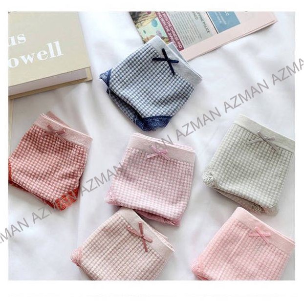 Quần Lót Nữ Cotton Viền Ren Kháng Khuẩn,Quần chip nữ Kẻ ô Muji Cao Cấp Nhiều Màu Dễ Thương QL04