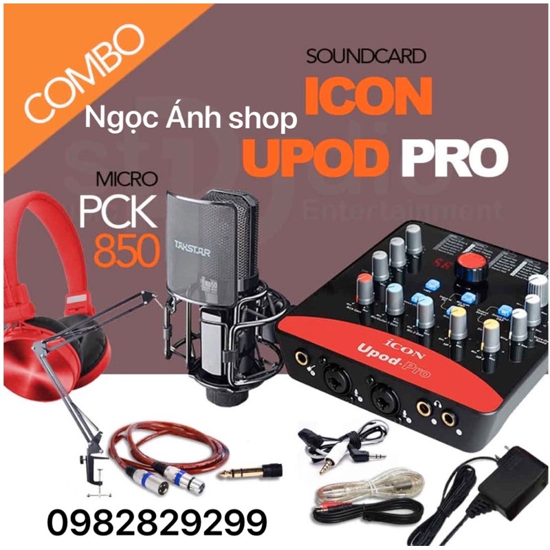 Combo Livestream Thu Âm Mic Takstar PC K850 + Sound Card Icon Upod Pro Full Phụ Kiện Bh 2 Năm Lỗi Do Nhà Sản Xuất