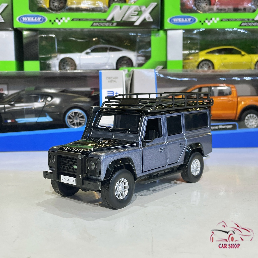 Mô hình xe Land Rover Defender tỉ lệ 1:32 hãng JACKIEKIM màu xám xanh