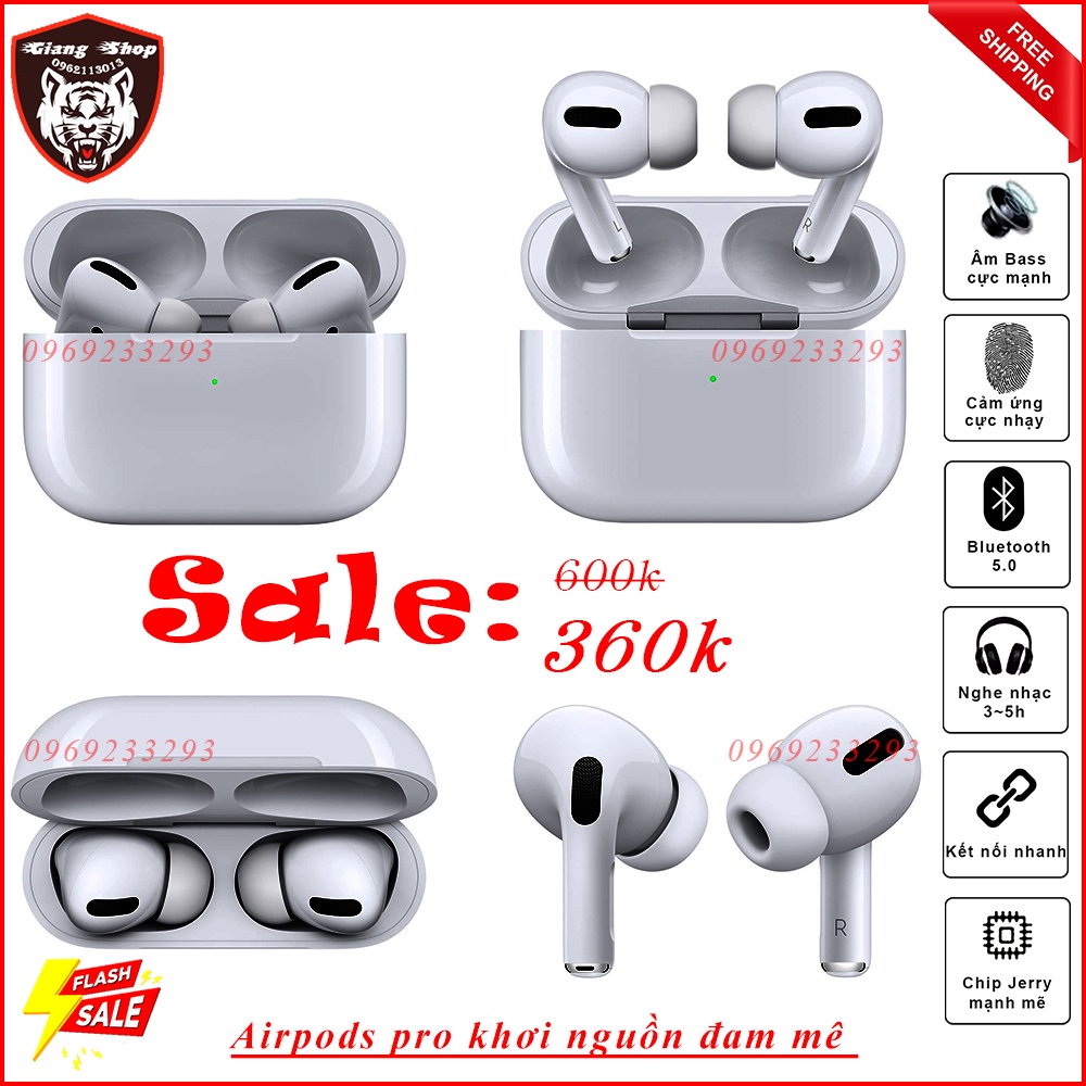 Tai Nghe Bluetooth Air.P.ods Pro, chip Je.rry, không dây, Phiên Bản Pro, Định Vị, Đổi Tên