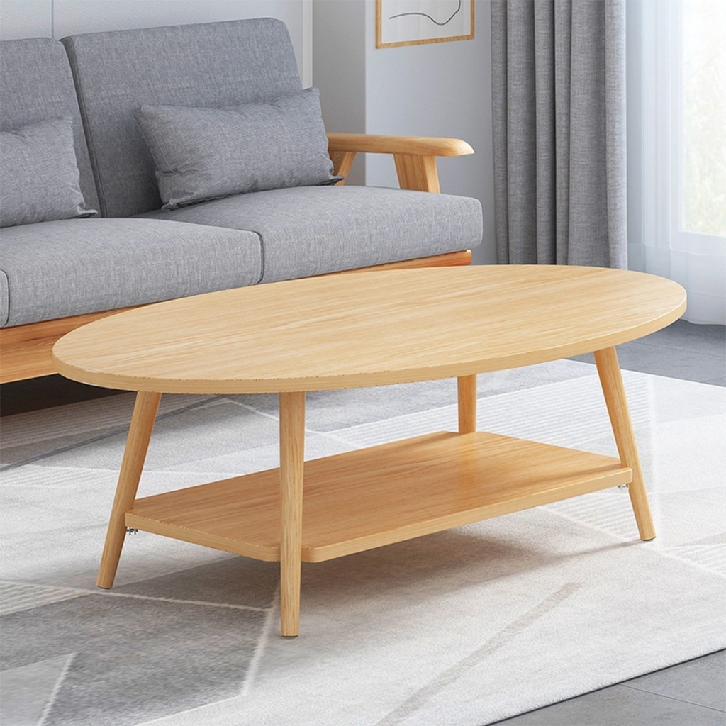 Bàn 2 tầng hình Elip phong cách Bắc Âu cao cấp dùng làm bàn trà, bàn cafe, bàn phòng khách, bàn sofa