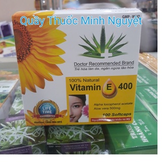 Vitamin e 400 kèm tinh chất nha đam- giúp sáng và đẹp da. hộp 10 vỉ * 10 viên