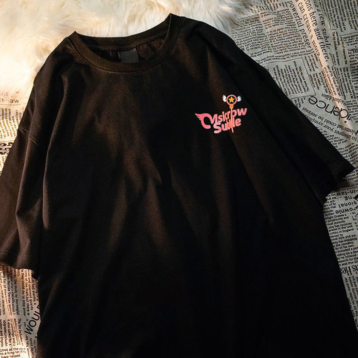 100% cotton Áo Thun Tay Ngắn In Hình Cô Gái Hai Mặt Phong Cách Hàn Quốc Thời Trang Mùa Hè Mới Cho Nữ 2023