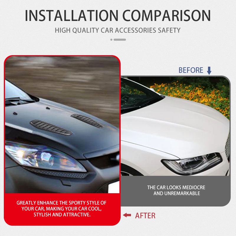 Sợi carbon Xe lưu lượng không khí Nhãn dán phổ quát 2 cái Tự động hút gió Hood Scoop thông hơi Nắp đậy nắp trang trí Phụ kiện ngoại thất ô tô