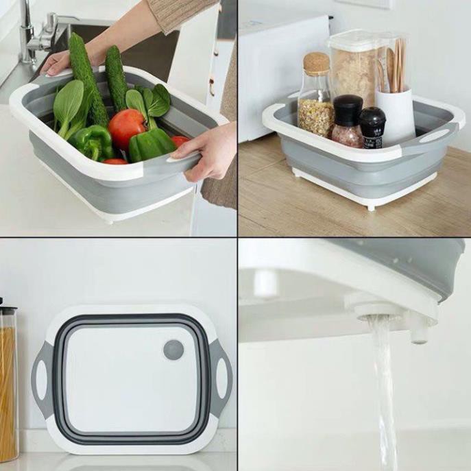 Chậu gấp gọn đa năng kèm thớt thiết kế đa năng, tiện lợi giúp tiết kiệm không gian bếp nhà bạn