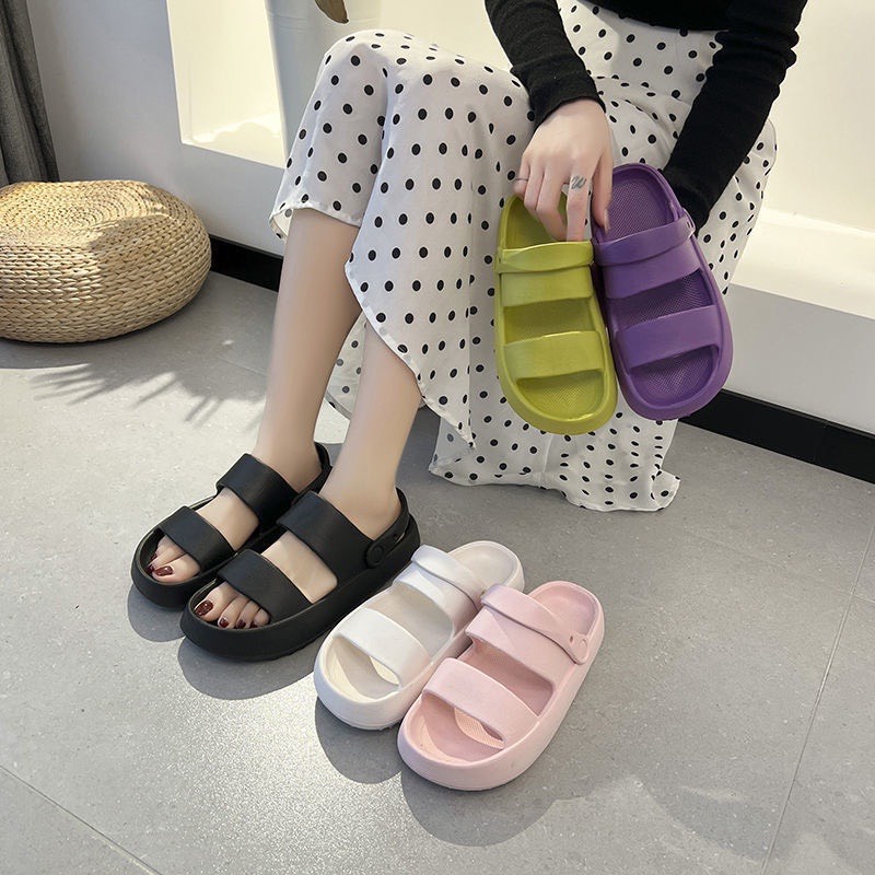 Dép Sandal nữ đế cao 4cm, dép quai hậu nữ chất liệu Eva size kép