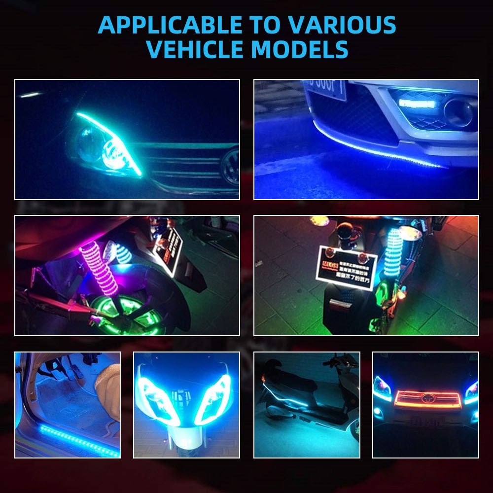 2 Dải Đèn LED 45CM / 90CM / 135CM Trang Trí Xe Hơi / Xe Máy