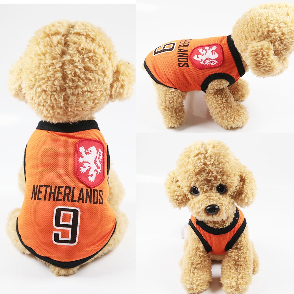 Áo cho chó mèo bóng đá thun ba lỗ thoáng mát, có nhiều màu, Quần áo thú cưng, cửa hàng thú cưng BaeYi