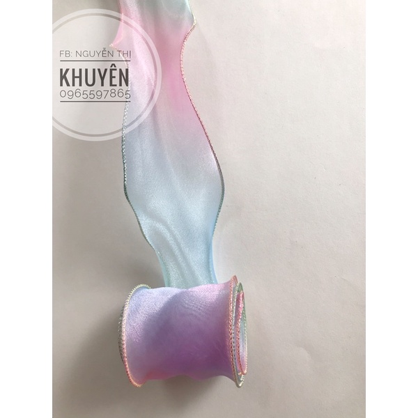Ruy băng voan bèo cầu  vồng viền kim tuyến