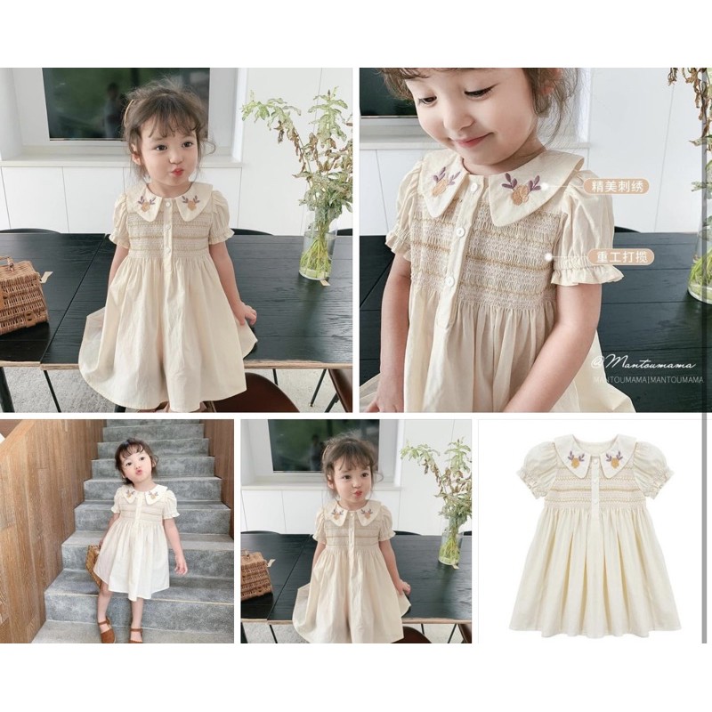 VÁY THÔ THÊU HOA CỔ ĐỨC BÉ GÁI