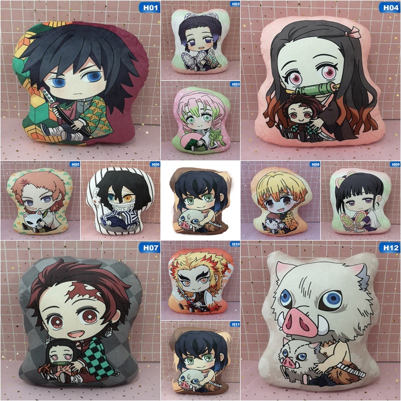 Gối nhồi bông kiểu Tanjirou Nezuko Zenitsu dễ thương cỡ 10cm