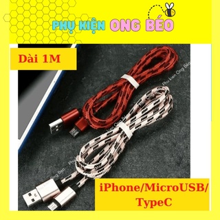Cáp Sạc dây bọc dù dài 1m cho ip/Micro USB/Type C bảo hành 3 tháng - phukien_ongbeo