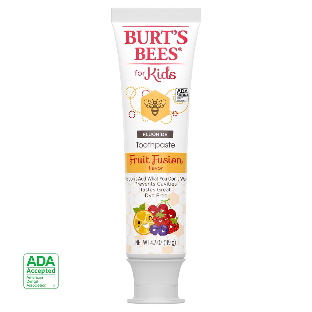 Kem đánh răng Burt's Bees Kids Fruit Fusion Fluoride Toothpaste 119g của Mỹ - Hương trái cây cho bé