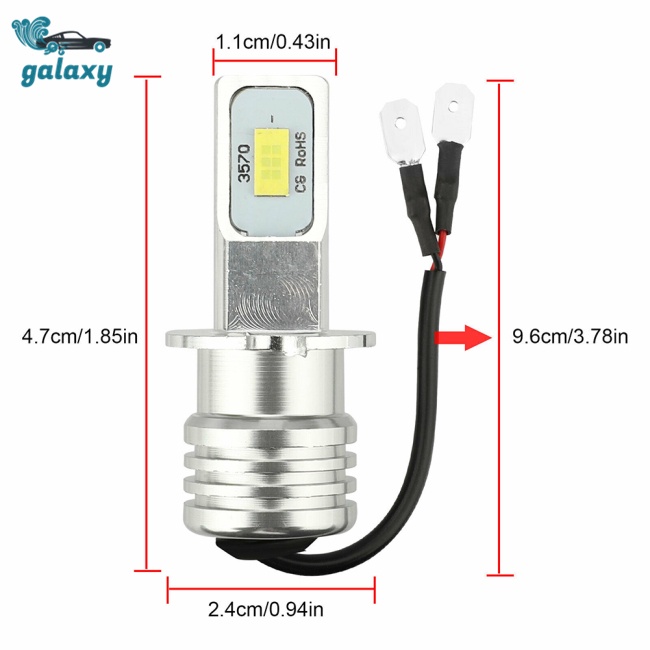 Galaxy Bộ 2 Đèn Pha Led H3 100w 10000lm 6000k Ánh Sáng Trắng Chuyên Dụng Cho Xe Hơi