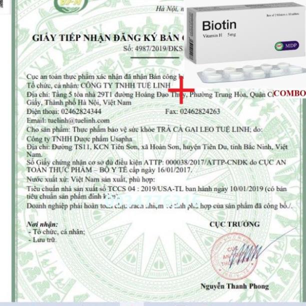 Combo Biotin 5mg+ ✅ Cà Gai Leo Tuệ Linh - Giải Độc Gan, Giải Rượu- Hộp 30 viên