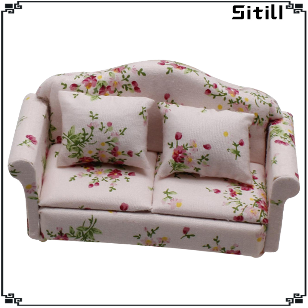 Ghế Sofa Họa Tiết Sọc / Hoa Xinh Xắn Trang Trí Nhà Búp Bê