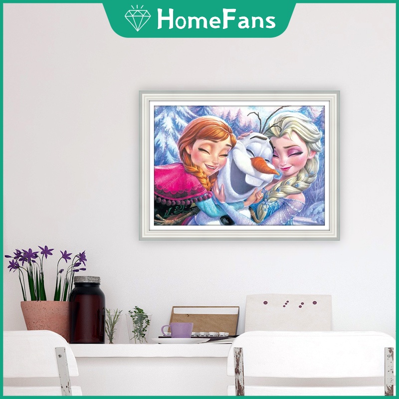 Bộ tranh đính đá 5D họa tiết công chúa hoạt hình độc đáo kích thước 30x40