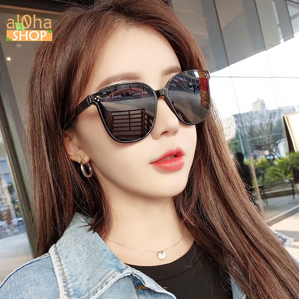 Kính mát thời trang chống nắng gọng nhựa mắt to K019 unisex nam nữ kính râm 3 chấm phong cách - al0ha Shop