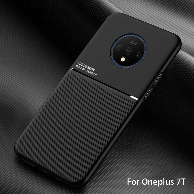 Ốp Điện Thoại TPU Phối Da Mềm Nhám Hít Nam Châm Chống Sốc Cho OnePlus 7 7T Pro