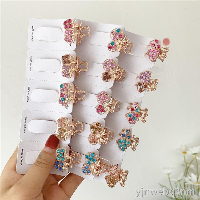 ⊙❁kẹp tóc mái nhỏ bắt mini siêu flash lưới màu đỏ Rhinestone kim loại gãy bướm tình yêu