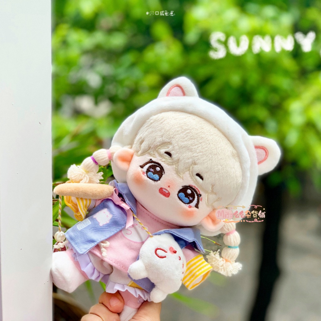 Bộ đồ Bánh bao thỏ hồng cho bé doll 15cm 20cm